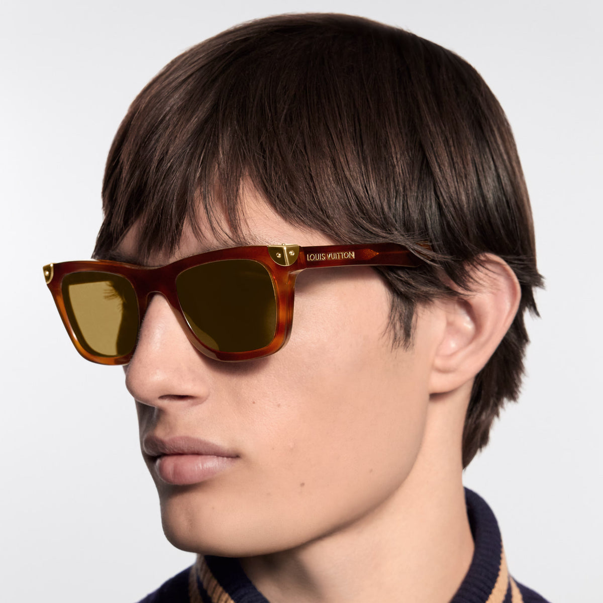 Louis Vuitton Men Square Frame Light Tortoise Sunglasses
