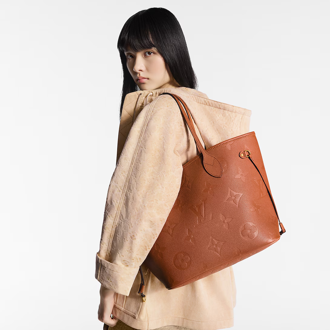 Louis Vuitton Empreinte Monogram Giant Neverfull MM Tote Bag - Cognac