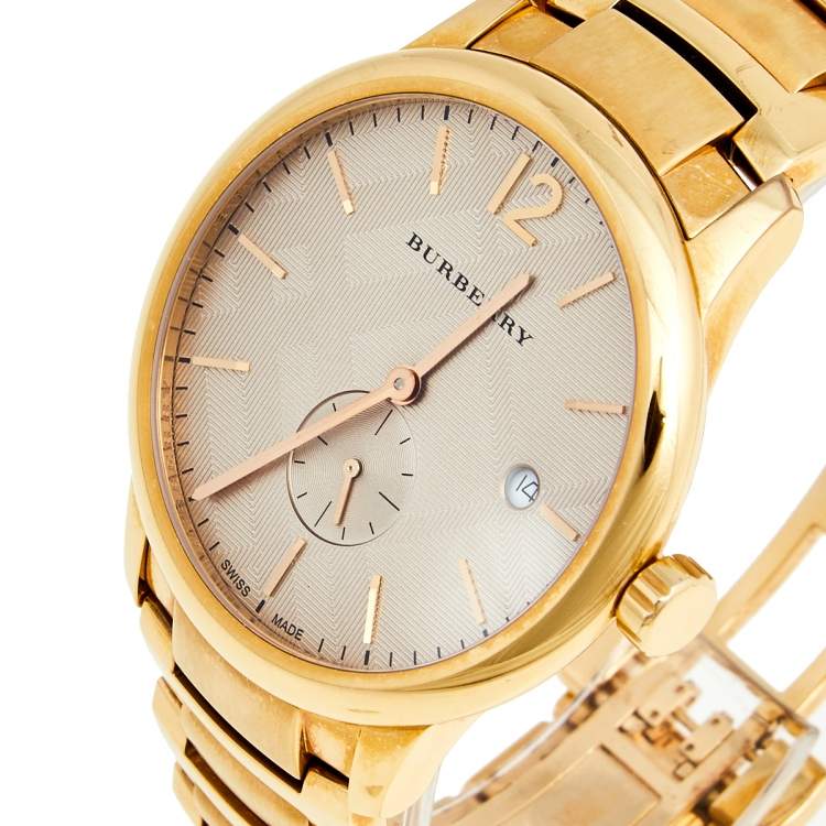 Burberry The Classic Rose Gold Dial Rose Gold Steel Strap Watch for Men - BU10013