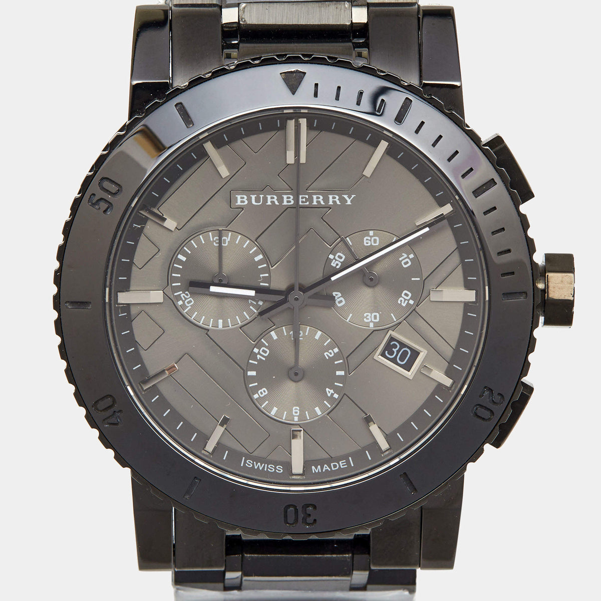 Burberry The City Grey Dial Gunmetal Grey Steel Strap Watch for Men - BU9381
