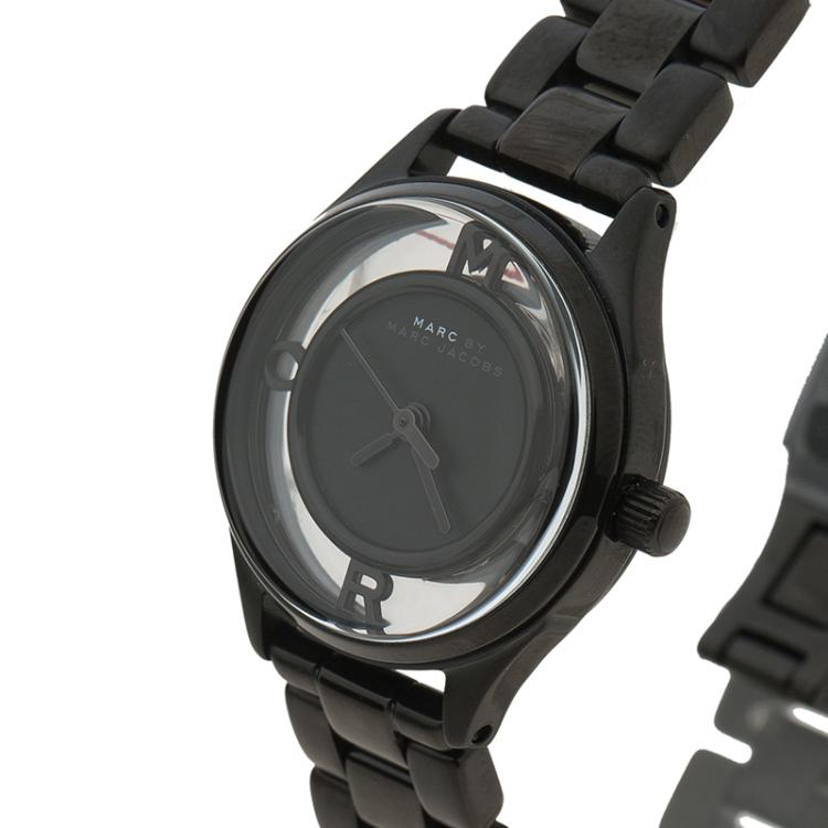 Marc Jacobs Tether Transparent Black Dial Black Steel Strap Watch for Women - MBM3415