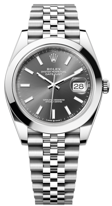Rolex Datejust 41 Oyster Grey Dial Silver Oystersteel Bracelet Watch for Men - M126300-0008