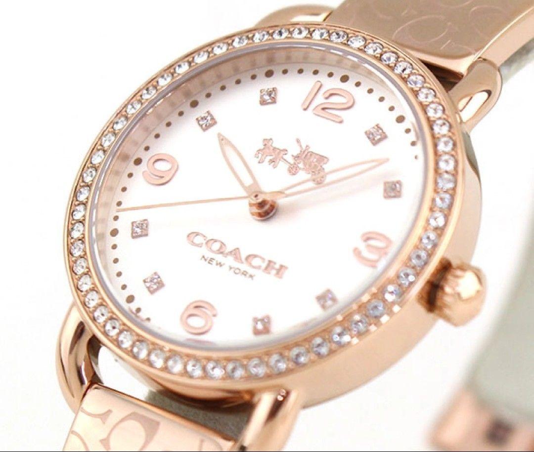 Coach Delancey Silver Dial Rose Gold Steel Strap Watch for Women - 14502355