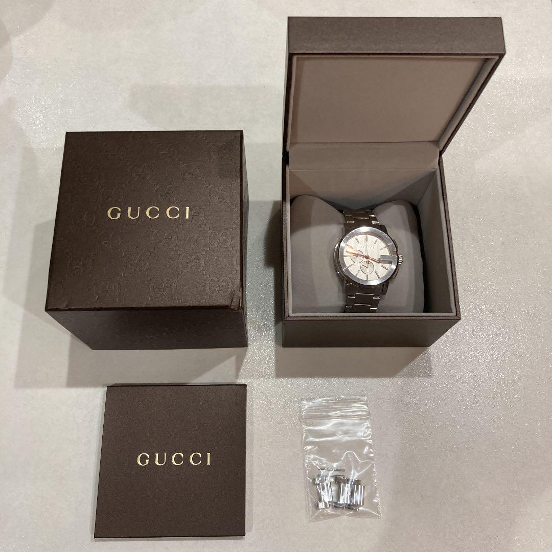Gucci G Chrono Chronograph Silver Dial Silver Steel Strap Watch For Men - YA101201