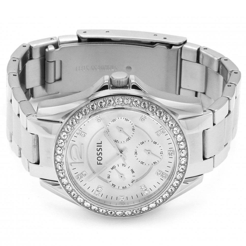 Fossil Riley Multifunction Silver Dial Silver Steel Strap Watch for Women - ES3202