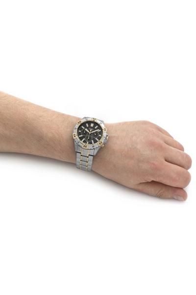 Fossil Garrett Analog Black Dial Two Tone Steel Strap Watch for Men - FS5771