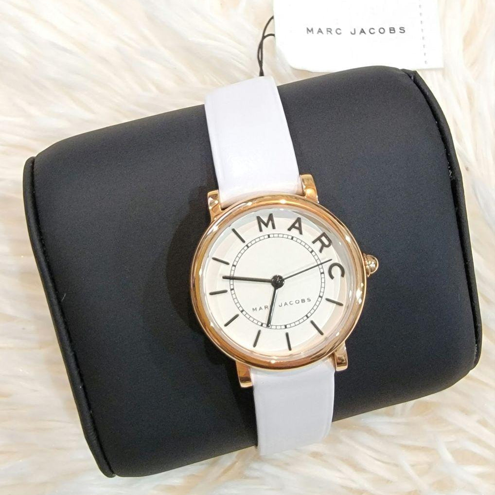 Marc Jacobs Roxy White Dial White Leather Strap Watch for Women - MJ1561