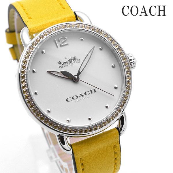 Coach Delancey White Dial Yellow Leather Strap Watch for Women - 14502882