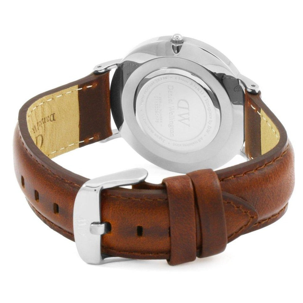 Daniel Wellington Classic St Mawes White Dial Brown Leather Strap Watch For Men - DW00100021