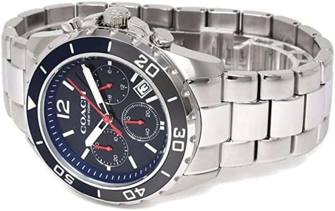 Coach Kent Chronograph Blue Dial Silver Steel Strap Watch for Men - 14602555