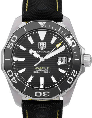 Tag Heuer Aquaracer Calibre 5 Automatic Black Dial Black Nylon Strap Watch for Men - WAY211A.FC6362