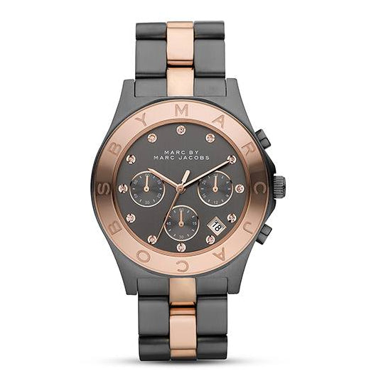 Marc Jacobs Blade Chronograph Grey Dial Two Tone Steel Strap Watch for Women - MBM3180