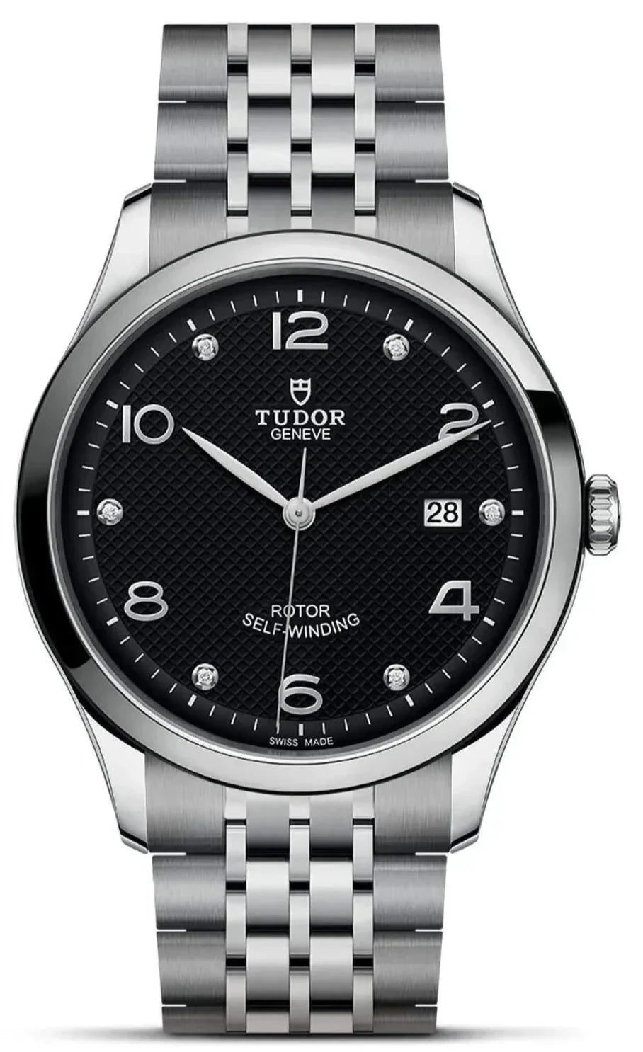 Tudor 1926 Automatic Diamonds Black Dial Silver Steel Strap Watch for Men - M91650-0004