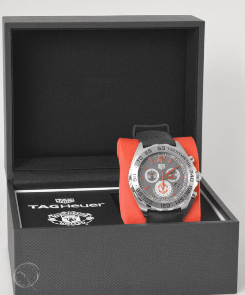 Tag Heuer Formula 1 Manchester United Special Edition Grey Dial Black Silicone Strap Watch for Men - CAZ101M.FT8024
