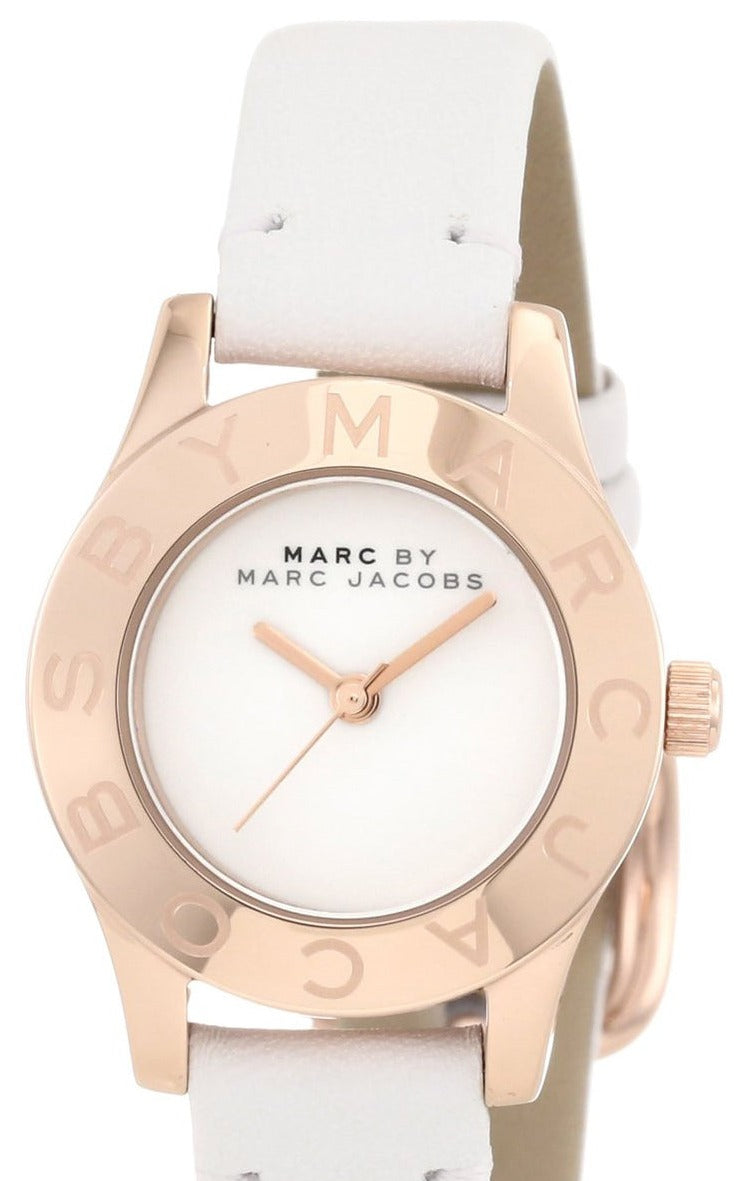 Marc Jacobs Mini Blade White Dial White Leather Strap Watch for Women - MBM1207