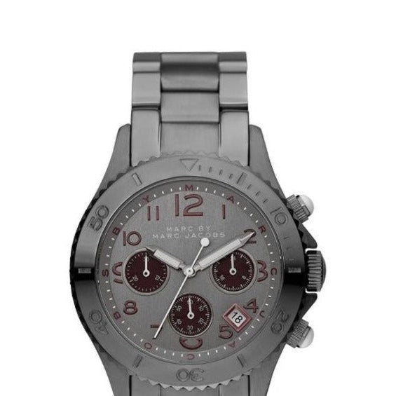 Marc Jacobs Rock Chronograph Gunmetal Grey Dial Grey Steel Strap Watch for Men - MBM3160