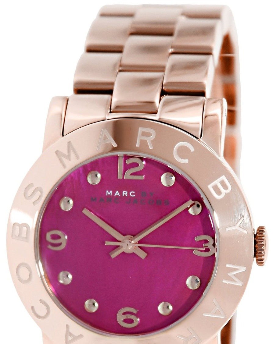 Marc Jacobs Amy Pink Dial Rose Gold Steel Strap Dial Watch for Women - MBM8625