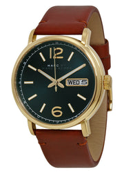 Marc Jacobs Fergus Green Dial Brown Leather Strap Watch for Men - MBM5077