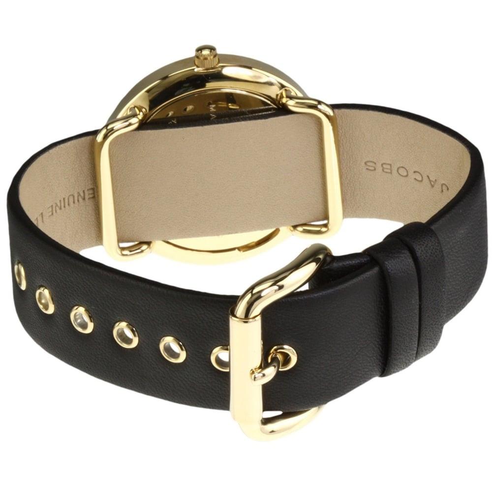 Marc Jacobs Amy Black Dial Black Leather Strap Watch for Women - MBM1154