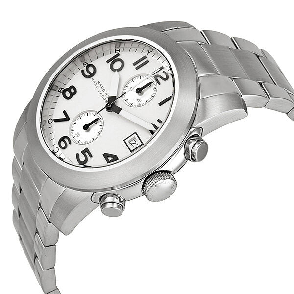 Marc Jacobs Larry Chronograph White Dial Silver Steel Strap Watch for Men - MBM5030