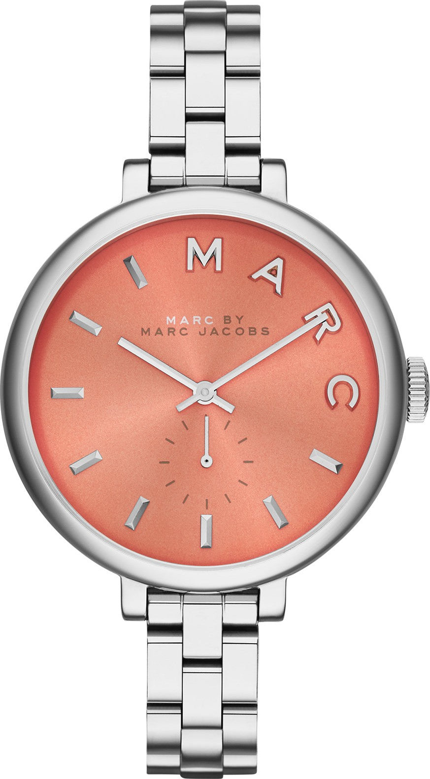 Marc Jacobs Sally Orange Dial Silver Steel Strap Watch for Women - MBM3365