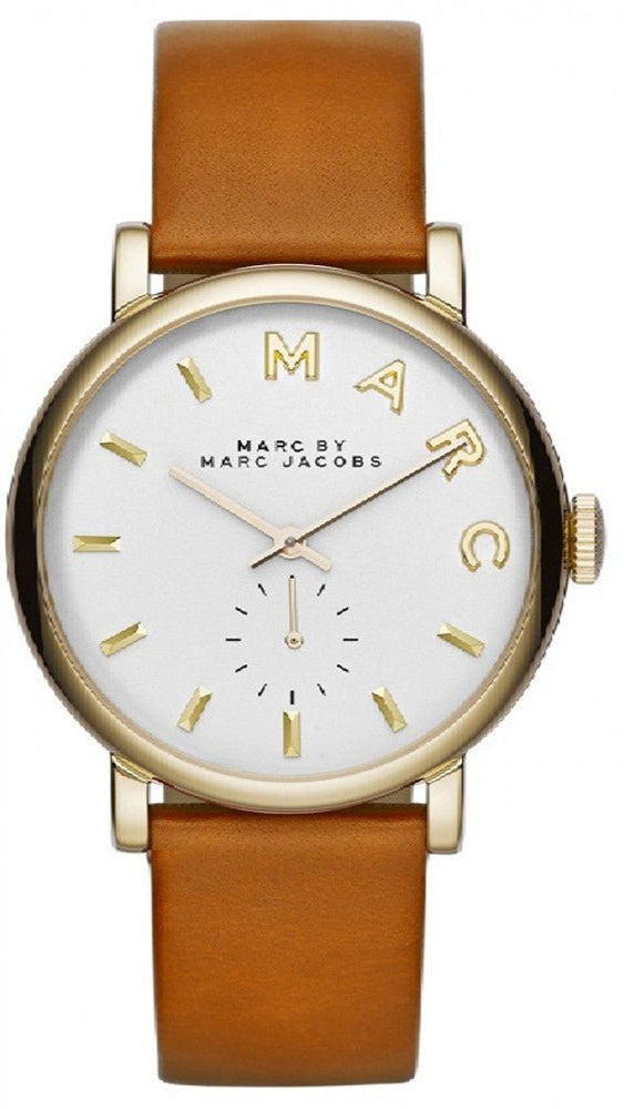 Marc Jacobs Baker White Dial Brown Leather Strap Watch for Womern - MBM1316