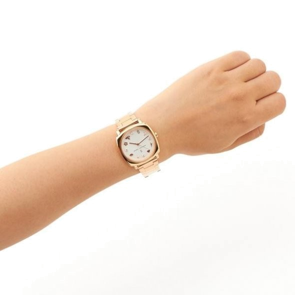 Marc Jacobs Mandy White Dial Rose Gold Steel Strap Watch for Women - MJ3574