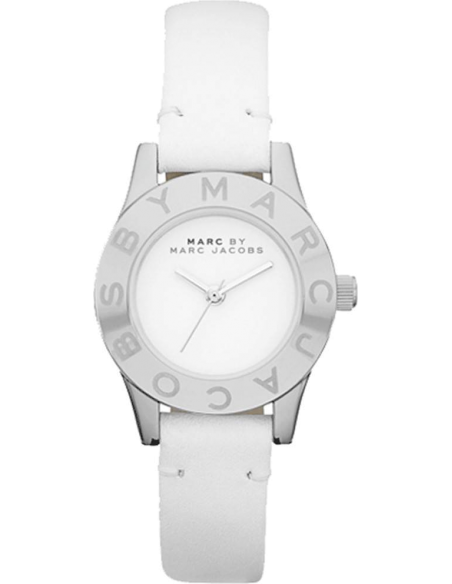 Marc Jacobs Mini Blade White Dial White Leather Strap Watch for Women - MBM1206