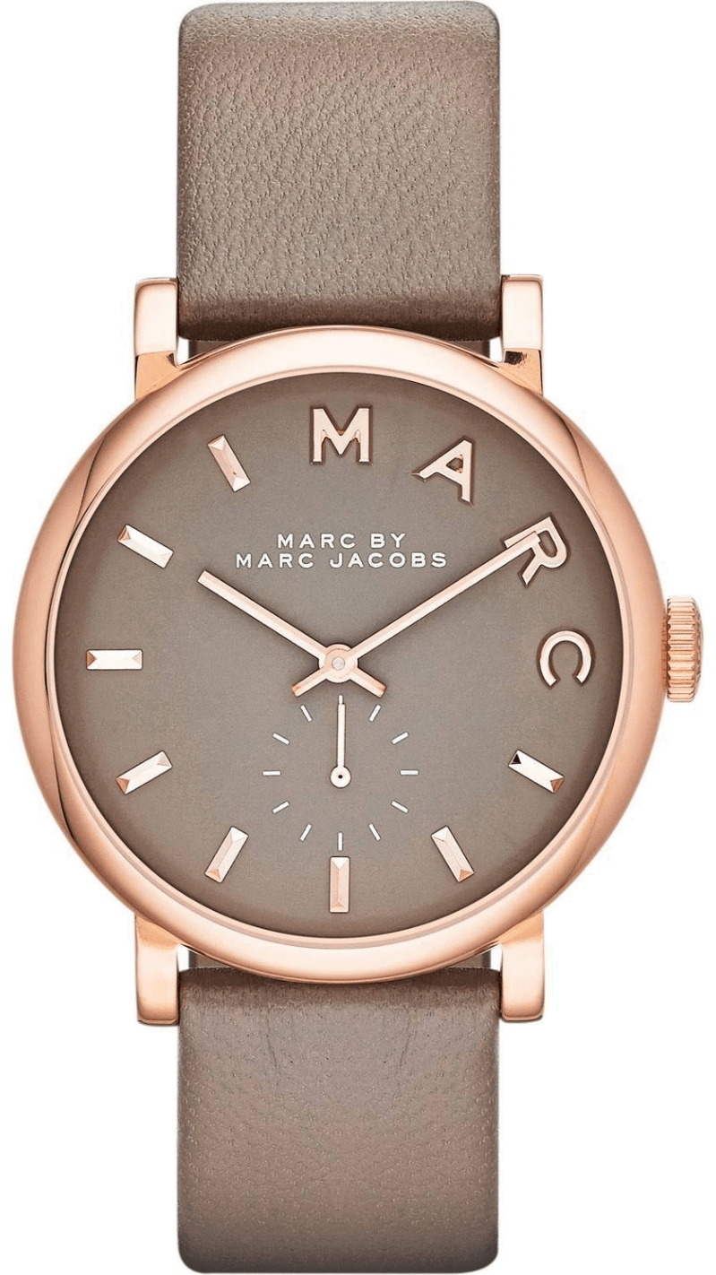 Marc Jacobs Baker Grey Dial Grey Leather Strap Watch for Women - MBM1266