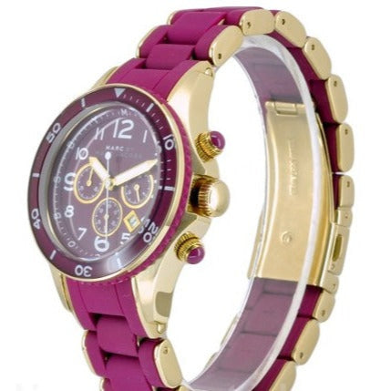 Marc Jacobs Rock Chronograph Purple Dial Purple Silicone Strap Watch for Women - MBM2576