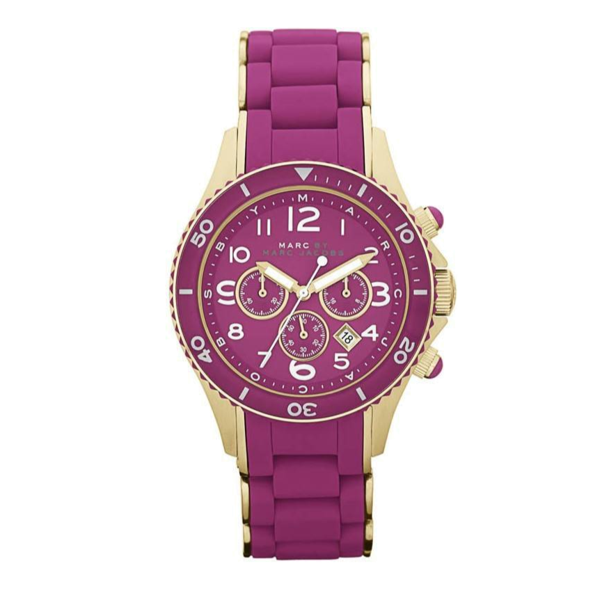 Marc Jacobs Rock Chronograph Purple Dial Purple Silicone Strap Watch for Women - MBM2576