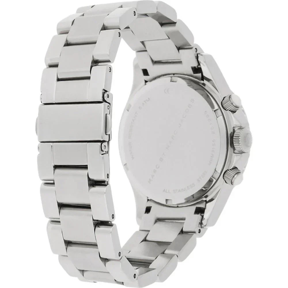 Marc Jacobs Marc Chronograph Silver Dial Silver Steel Strap Watch for Men - MBM3155