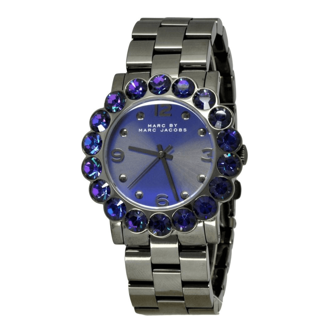 Marc Jacobs Amy Purple Dial Black Steel Strap Watch for Women - MBM3224
