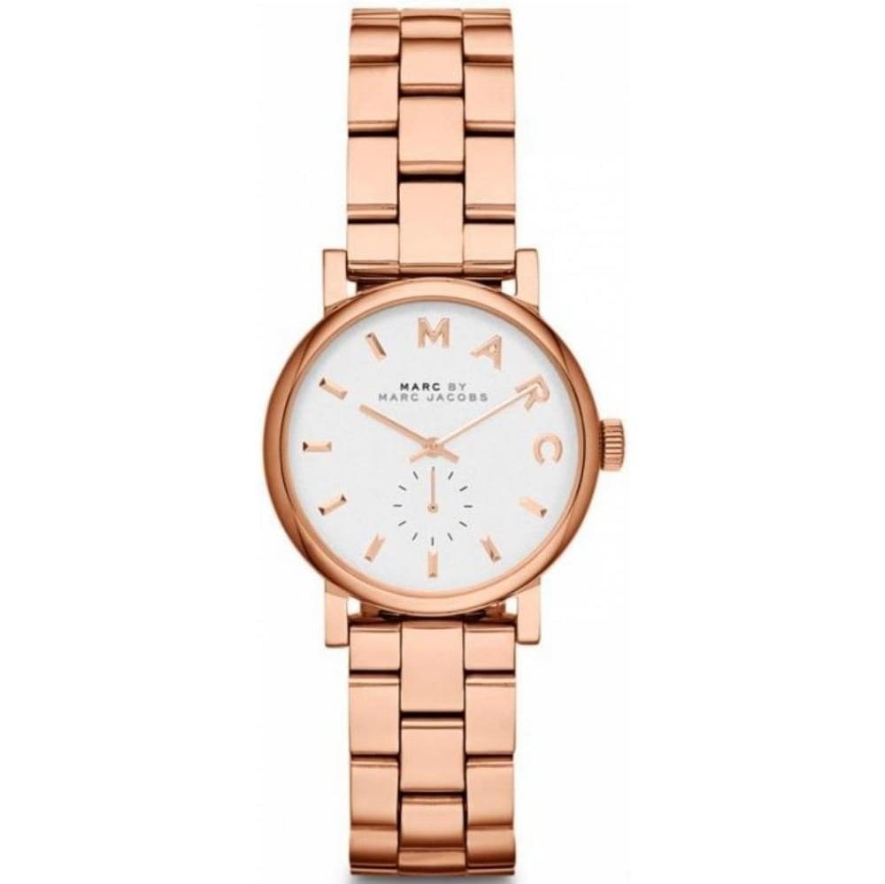 Marc Jacobs Baker White Dial Rose Gold Steel Strap Watch for Women - MBM3248