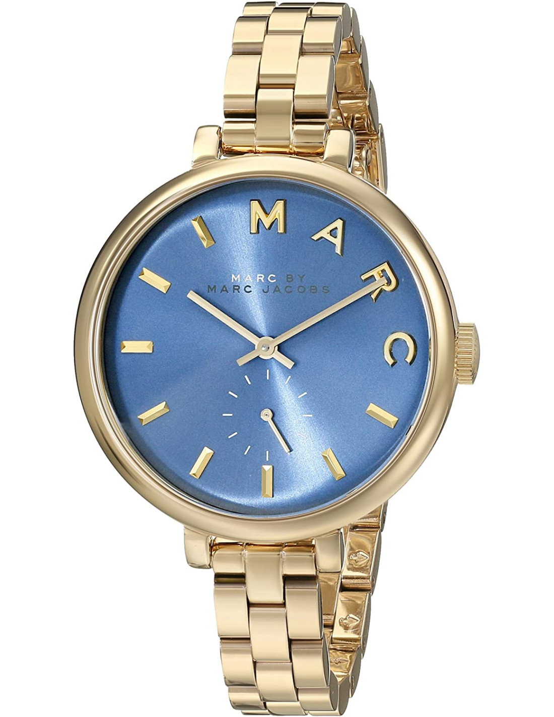 Marc Jacobs Sally Blue Dial Gold Steel Strap Watch for Women - MBM3366
