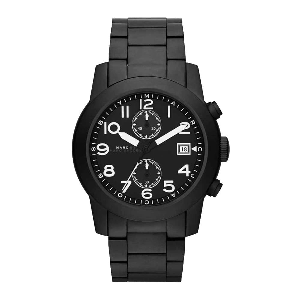 Marc Jacobs Larry Chronograph Black Dial Black Steel Strap Watch for Men - MBM5052
