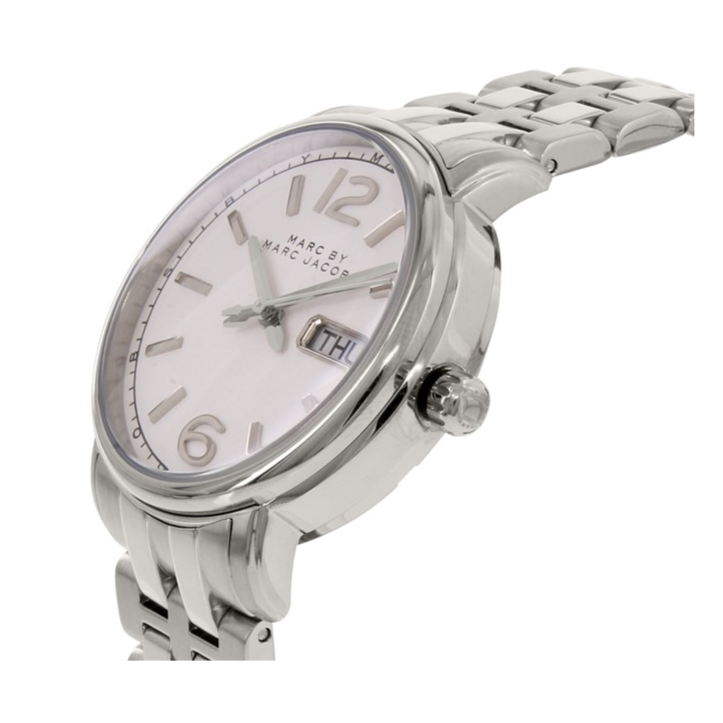 Marc Jacobs Fergus White Dial Silver Steel Strap Watch for Women - MBM8646