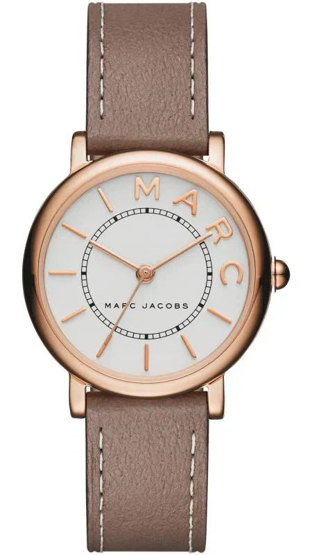 Marc Jacobs Roxy White Dial Light Brown Leather Strap Watch for Women - MJ1538