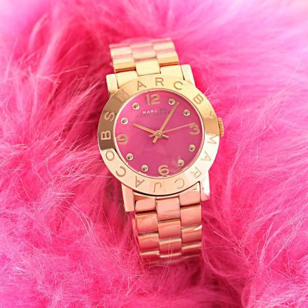 Marc Jacobs Amy Pink Dial Rose Gold Steel Strap Dial Watch for Women - MBM8625