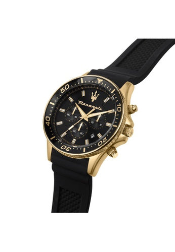 Maserati SFIDA Chronograph Black Dial Rubber Strap Watch For Men - R8871640001