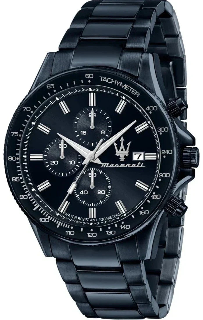 Maserati SFIDA Chronograph Blue Dial Blue Steel Strap Watch For Men - R8873640023