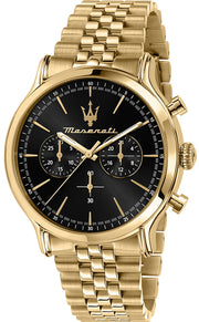 Maserati Epoca Chronograph Black Dial Gold Steel Strap Watch For Men - R8873618023