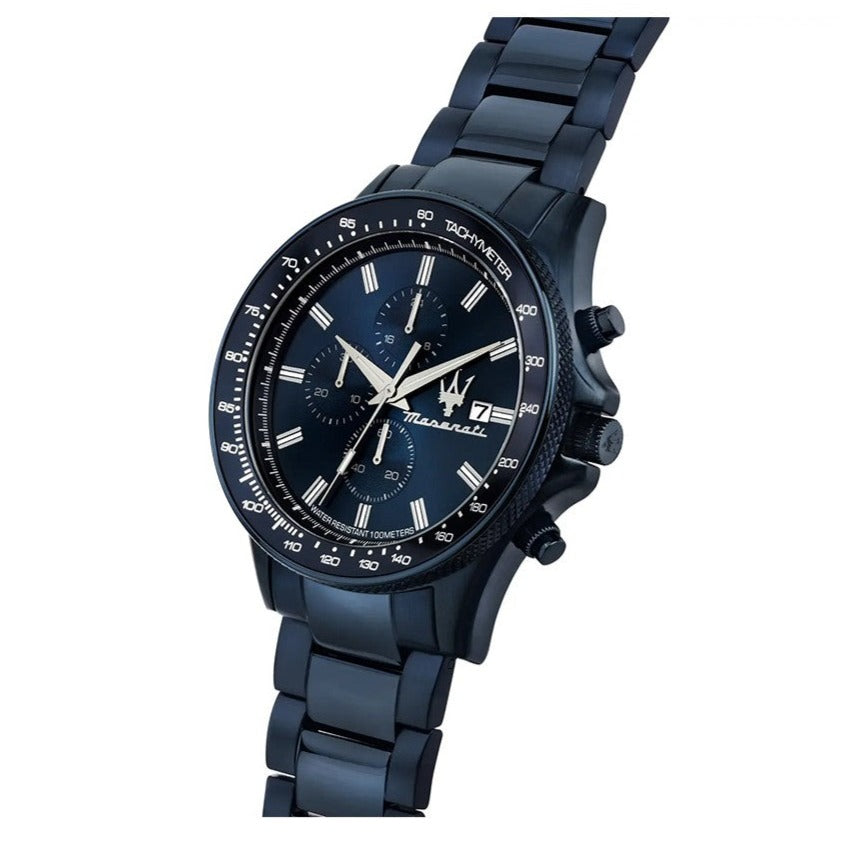 Maserati SFIDA Chronograph Blue Dial Blue Steel Strap Watch For Men - R8873640023