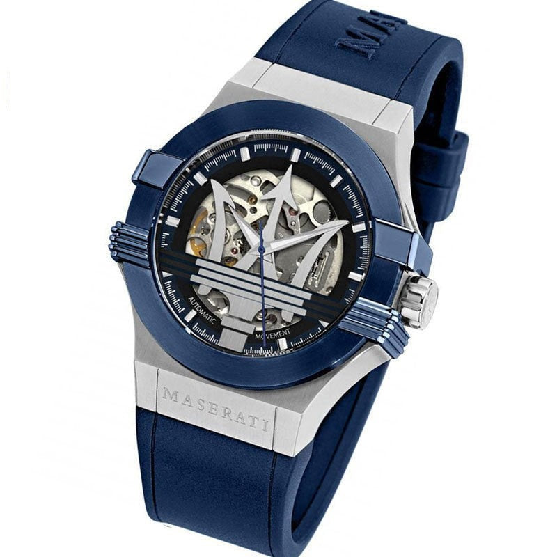 Maserati Potenza 42mm Blue Dial Automatic Silicone Strap Watch For Men - R8821108028