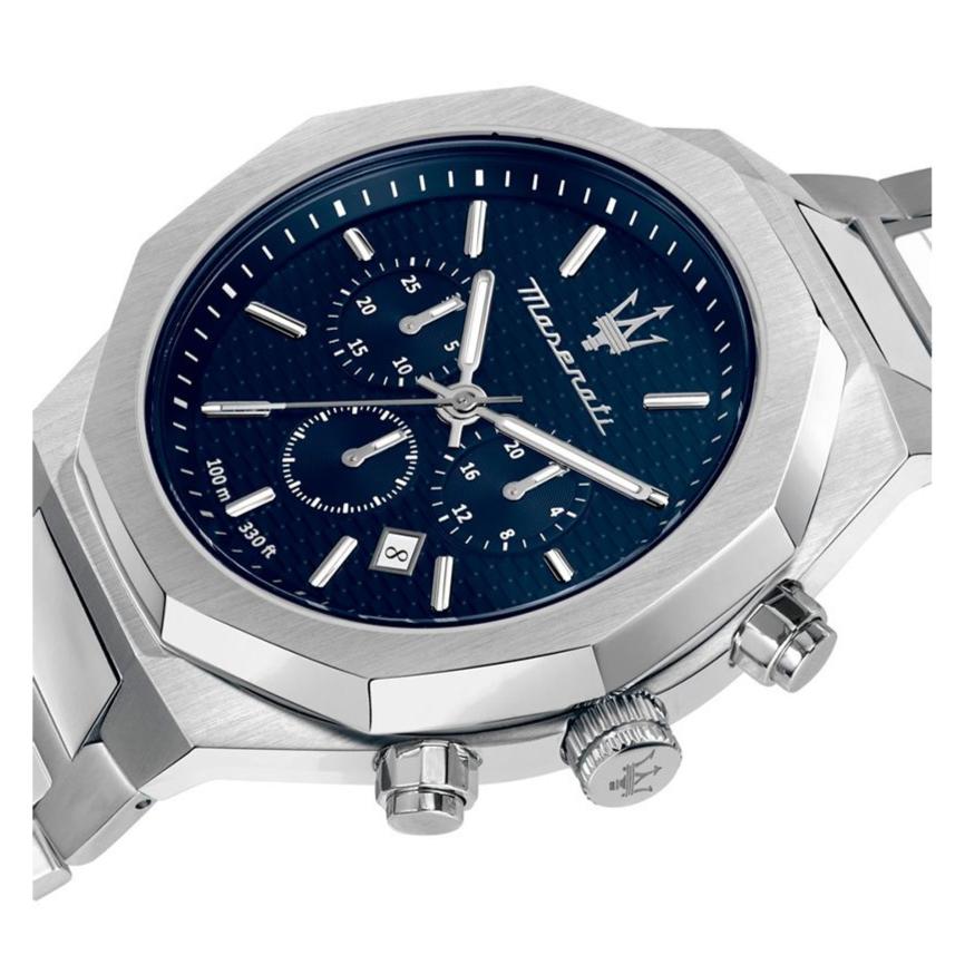 Maserati Stile Chronograph Blue Dial Silver Steel Strap Watch For Men - R8873642006