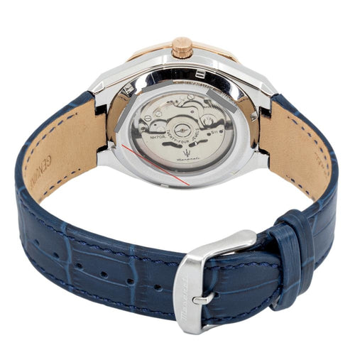 Maserati Stile Automatic Limited Edition White Dial Blue Leather Strap Watch For Men - R8821142001