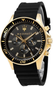 Maserati SFIDA Chronograph Black Dial Rubber Strap Watch For Men - R8871640001