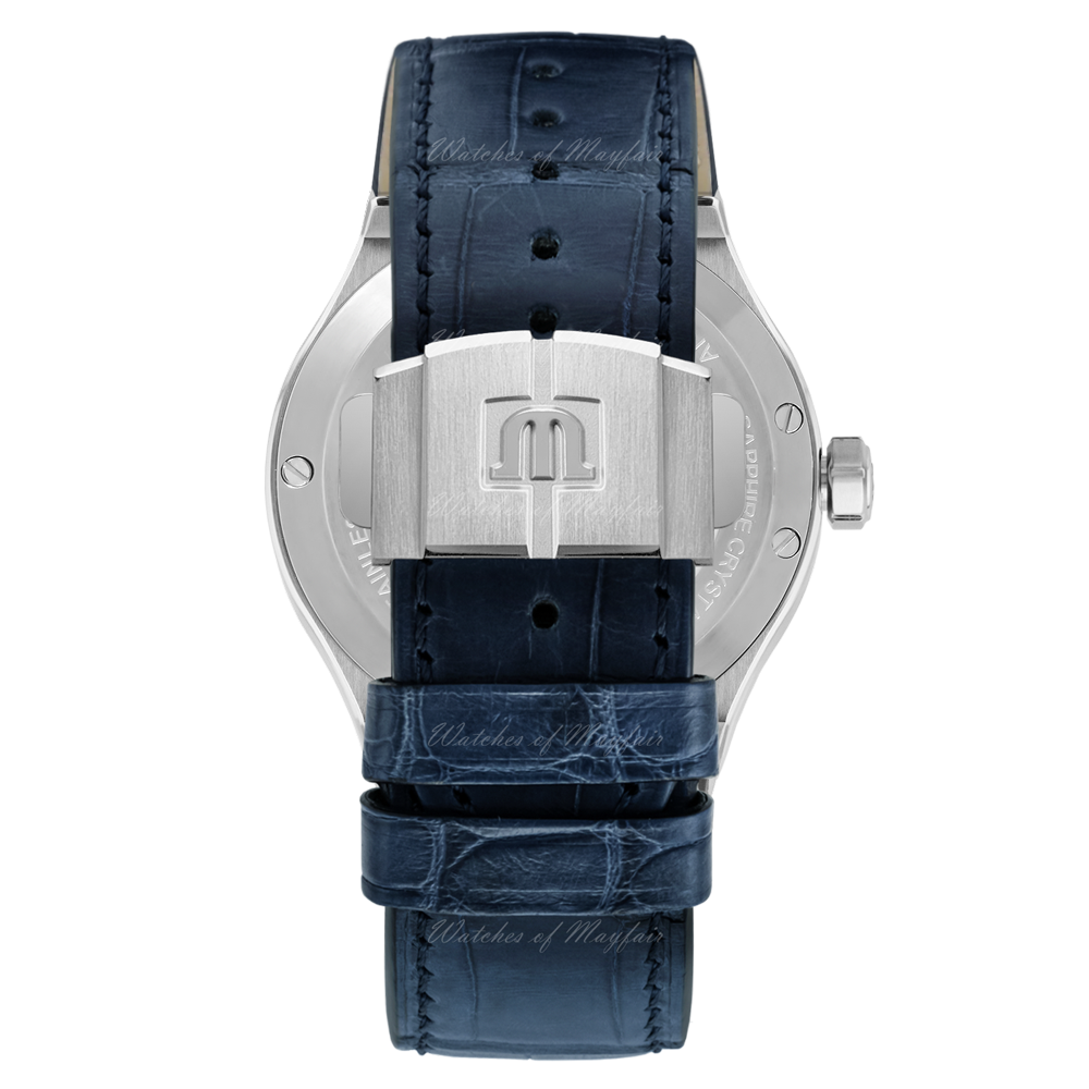 Maurice Lacroix Aikon Automatic Blue Dial Blue Leather Strap Watch For Men - AI6008-ss001-430-1