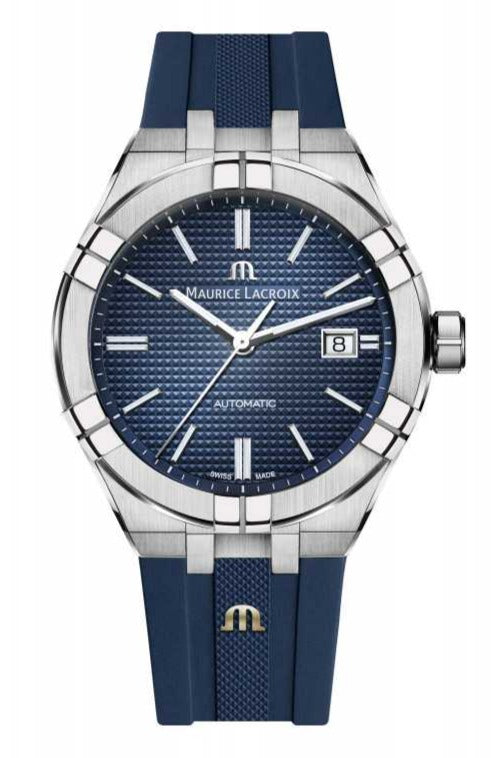 Maurice Lacroix Aikon Automatic Blue Dial Blue Rubber Strap Watch for Men - AI11808-SS000B-430-4