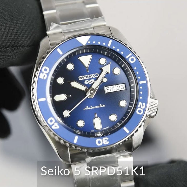 Seiko 5 Sports Automatic Analog Blue Dial Silver Steel Strap Watch For Men - SRPD51K1